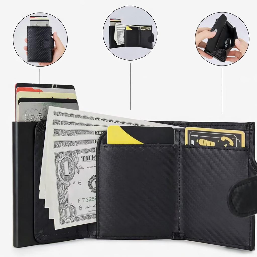 Compact RFID Leather Wallet with Multiple Card Slots & Coin Pocket