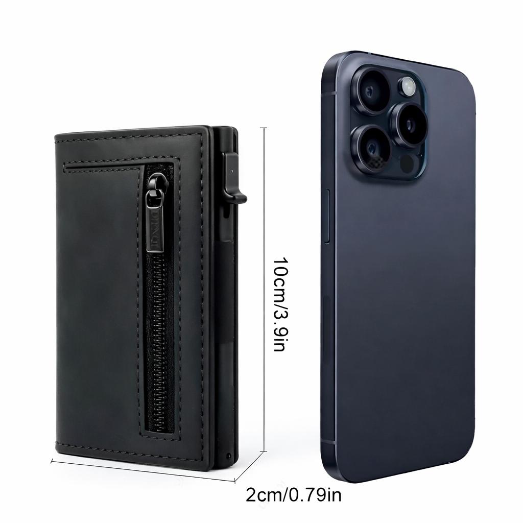 Compact RFID Leather Wallet with Multiple Card Slots & Coin Pocket