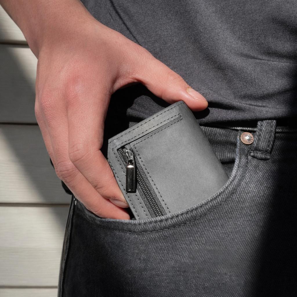 Compact RFID Leather Wallet with Multiple Card Slots & Coin Pocket