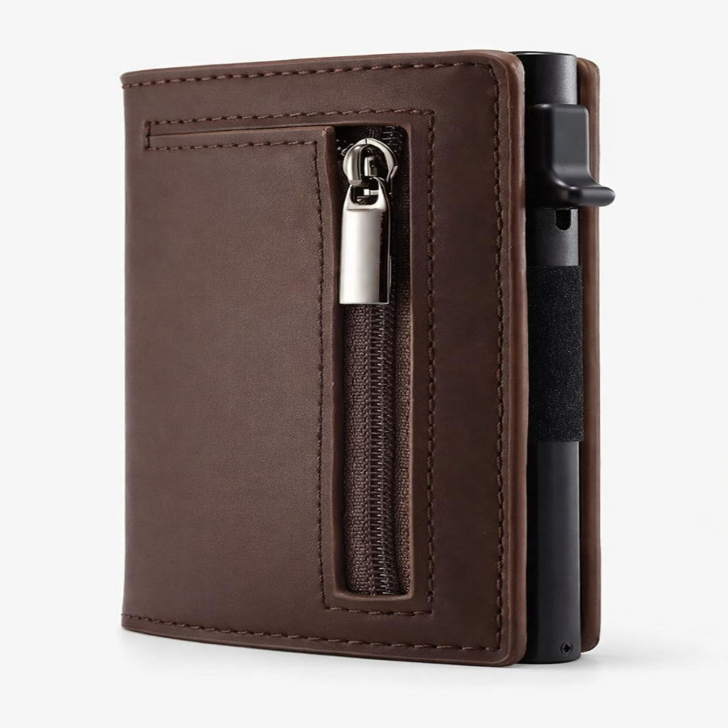 Compact RFID Leather Wallet with Multiple  Card Slots & Coin Pocket